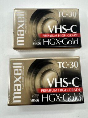 Maxell Cassettes HGX-GOLD TC-30 Lot of 2 Camcorder Video VHS-C Premium SEALED